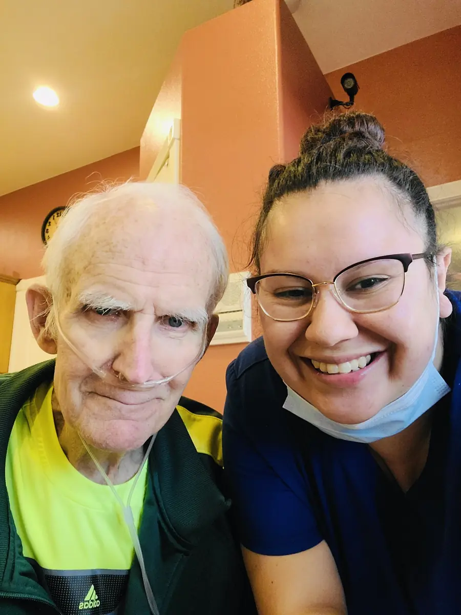 Caregiver with senior resident